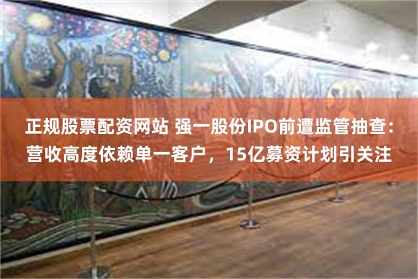 正规股票配资网站 强一股份IPO前遭监管抽查：营收高度依赖单一客户，15亿募资计划引关注